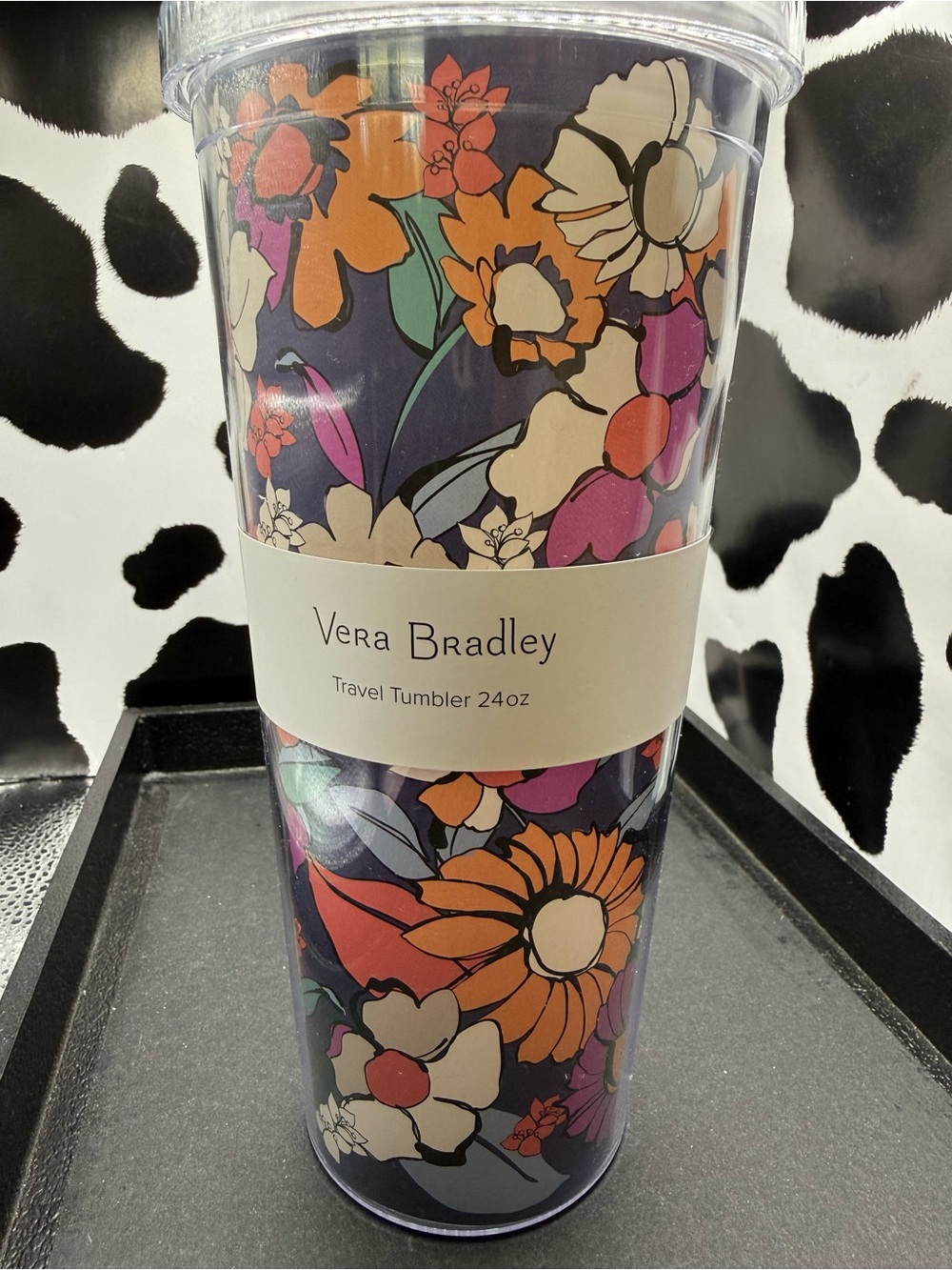 Vera Bradley Purple Floral 24oz Travel Tumbler